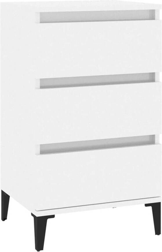 The Living Store Nachtkastje Industriële Stijl 40 x 35 x 70 cm Hoogglans Wit - Foto 1