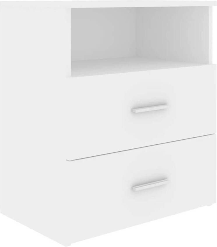 The Living Store Nachtkastje Modern 2 lades wit 50 x 32 x 60 cm