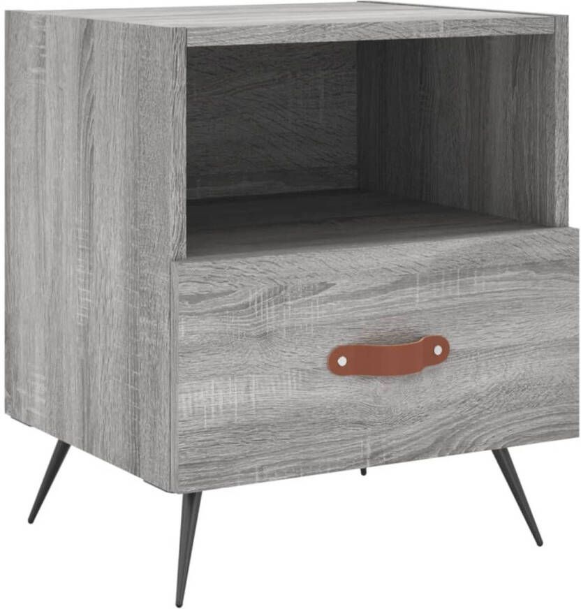 The Living Store Nachtkastje Moderne charme Interieur Afmetingen- 40x35x47.5 cm Kleur- Grijs Sonoma Eiken Kenen- Duurzaam materiaal veel opbergruimte displayfunctie metalen voeten