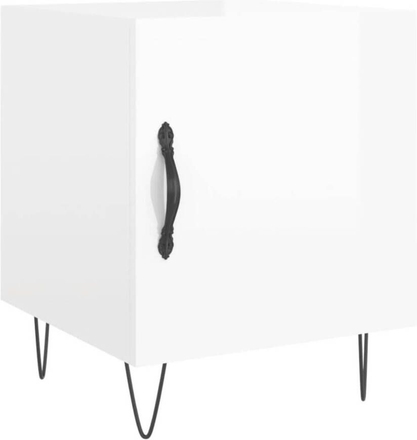 The Living Store Nachtkastje Moderne Charme Meubelen Afmetingen- 40 x 40 x 50 cm Hoogglans wit