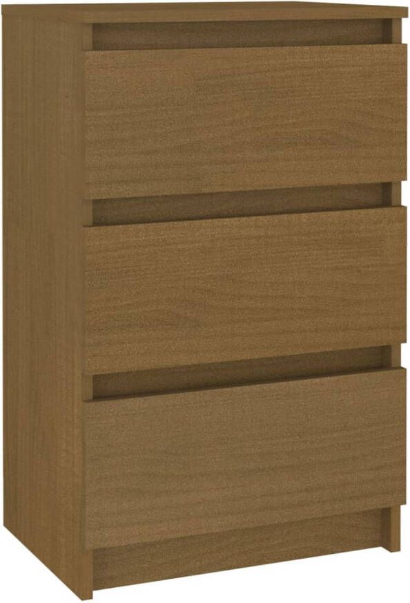 The Living Store Nachtkastje Rustieke Charme Hout 40x29.5x64 cm (LxBxH) 3 lades Honingbruin