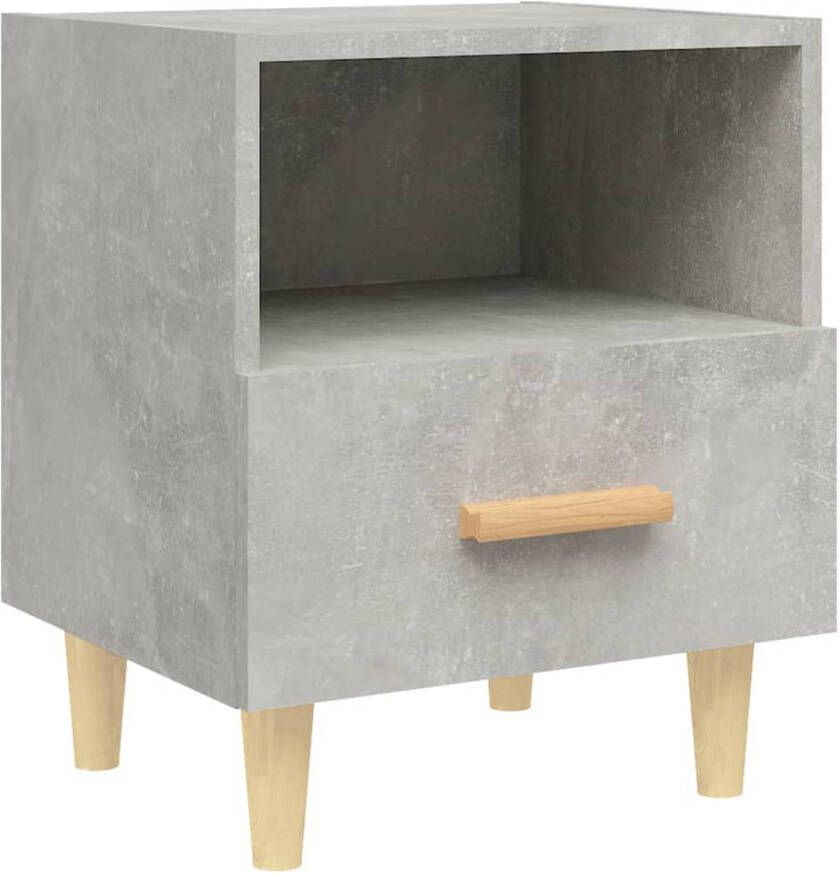 VidaXL The Living Store Nachtkastje Scandinavische Stijl Betongrijs 40 x 35 x 47 cm Met opbergruimte en stevig blad