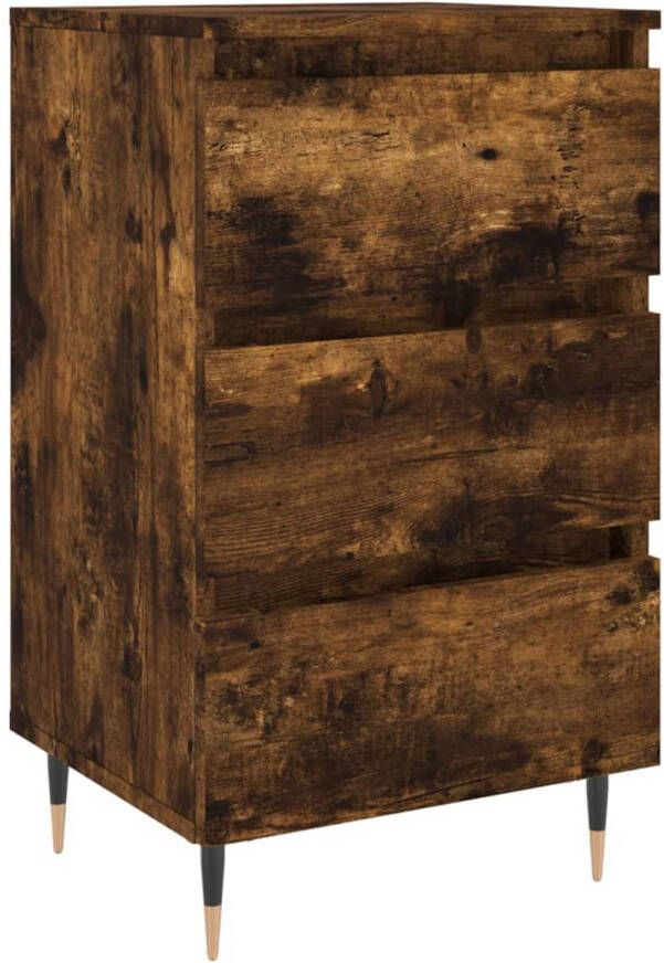 The Living Store Nachtkastje Smoked Oak 40 x 35 x 69 cm Drie Lades