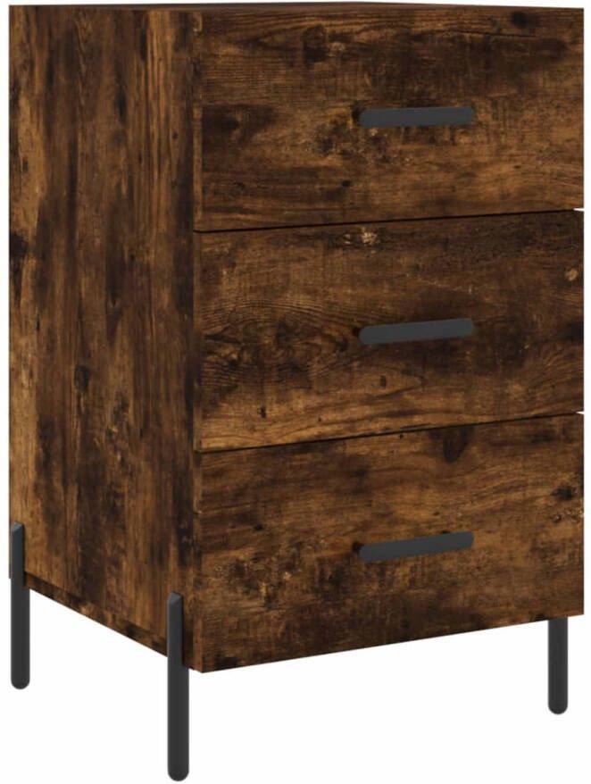 The Living Store Nachtkastje Smoked Oak 40x40x66 cm Duurzaam hout en ijzer