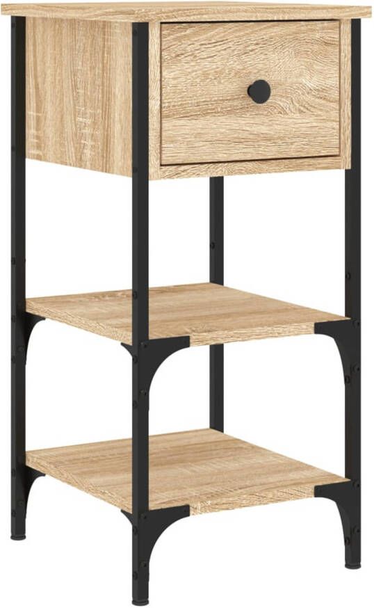 The Living Store Nachtkastje Sonoma Eiken 34 x 36 x 70 cm Duurzaam Hout en Ijzer Nachtkastje Nachtkast Houten Kast Sonoma Eiken Woonkamer
