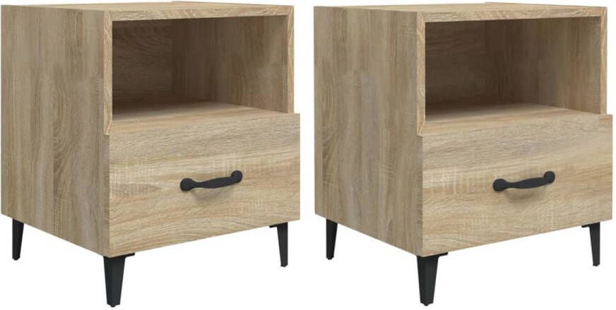 The Living Store Nachtkastje Sonoma Eiken 40 x 35 x 47.5 cm 1 Lade Voldoende Opbergruimte Nachtkastje Bedkast Slaapkamer Meubilair Sonomaplank Hout Meubel