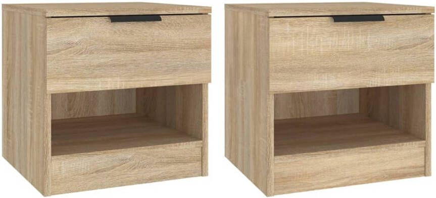 The Living Store Nachtkastje Sonoma Eiken 40 x 39 x 40 cm 1 lades + 1 vak Stevig blad