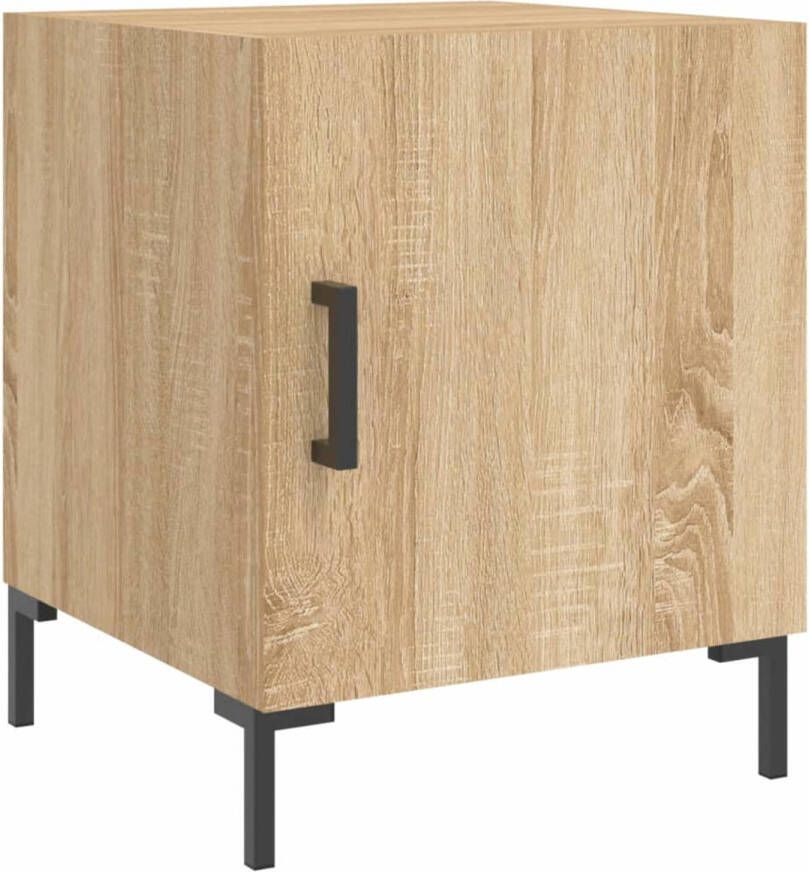 The Living Store Nachtkastje Sonoma Eiken 40x40x50 cm Duurzaam bewerkt hout Metalen voeten Praktische deur