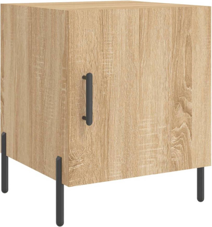 The Living Store Nachtkastje Sonoma eiken 40x40x50 cm Hoge kwaliteit hout Veel opbergruimte Displayfunctie Metalen voeten Praktische deur