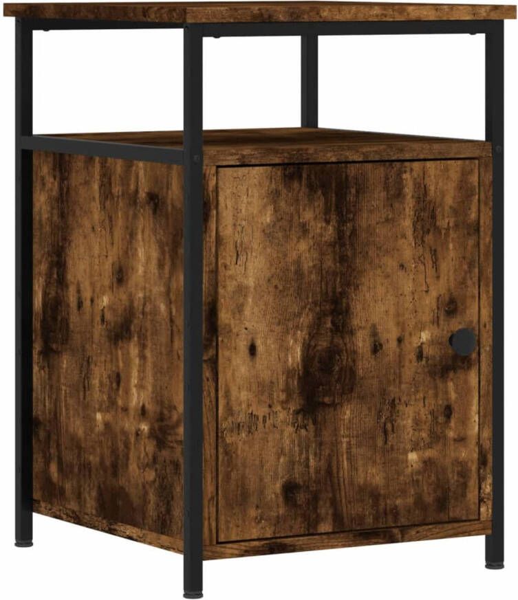 The Living Store Nachtkastje 40x42x60 cm bewerkt hout gerookt eikenkleurig Kast