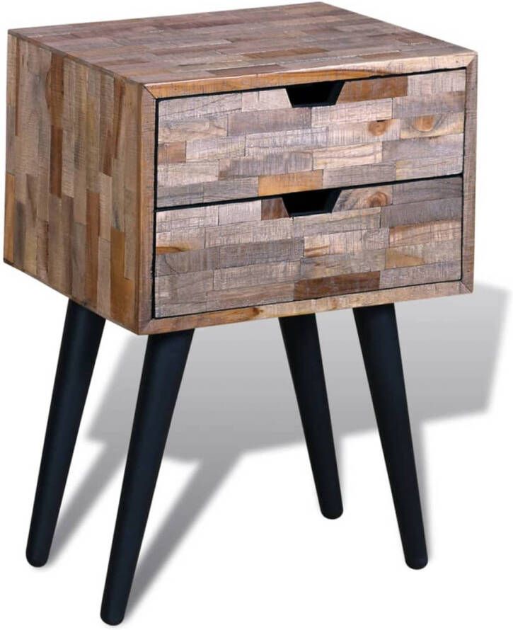 The Living Store Nachtkastje Vintage Hout 42x31x60 cm Gerecycled Teakhout 2 Lades - Foto 1