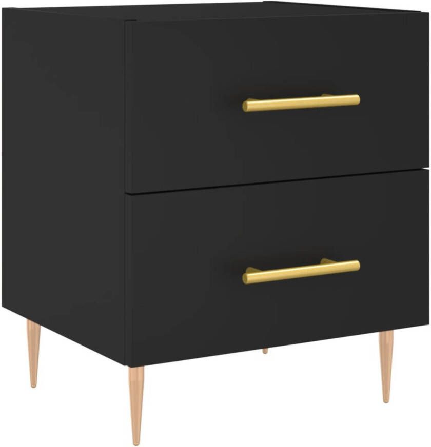 The Living Store Nachtkastje 40x35x47 5 cm bewerkt hout zwart Nachtkastje Kast Bijzettafel Meubilair Slaapkamers