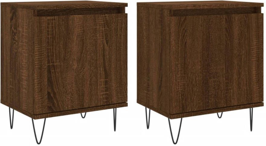 The Living Store Nachtkastjes Bruineiken Set van 2 40 x 30 x 50 cm Duurzaam hout Voldoende opbergruimte - Foto 1