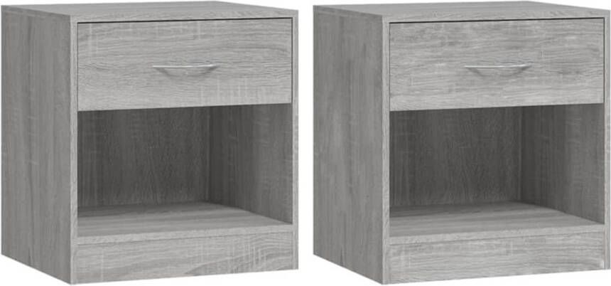 The Living Store Nachtkastjes Duurzaam Grijs Sonoma Eiken 36.5x30.5x38cm 1 Lade