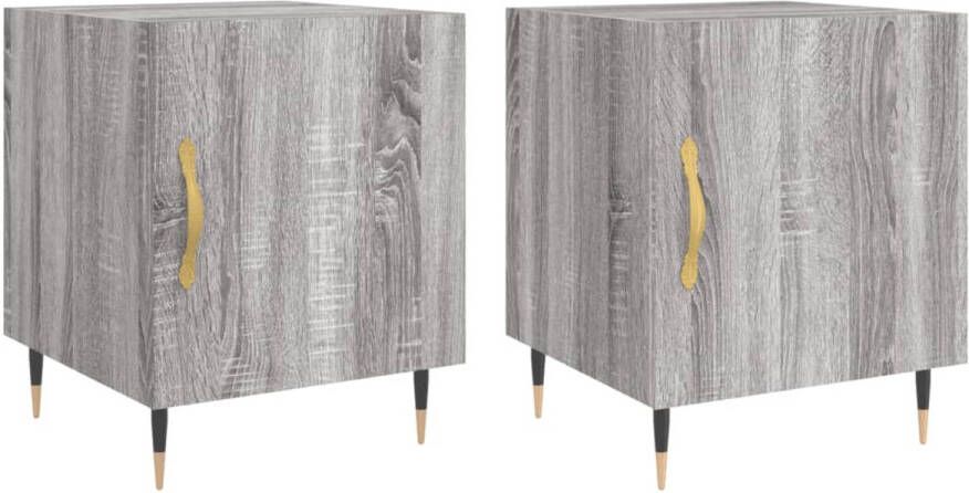 The Living Store Nachtkastjes Grijs Sonoma Eiken 40 x 40 x 50 cm Duurzaam hout