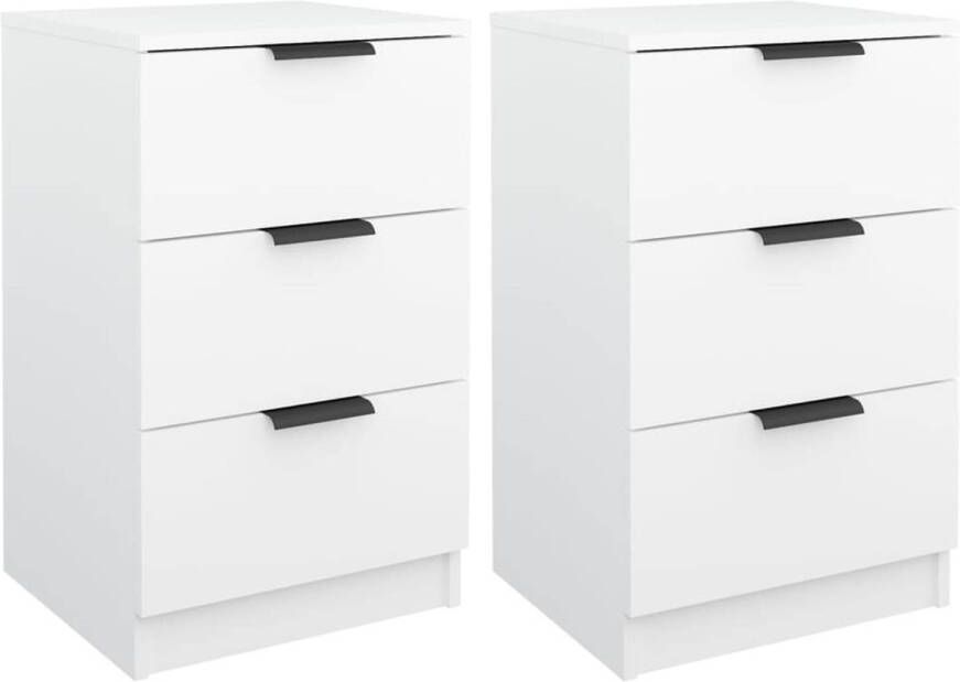 The Living Store Nachtkastjes Praktische Bruikbaarheid Nachtkastje 40x36x65 cm Wit Nachtkastjes Kastjes Slaapkamermeubel Houten Meubel Witte Meubels