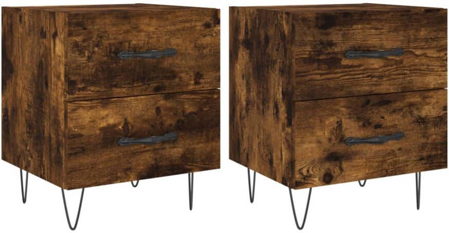 The Living Store Nachtkastjes Smoked Oak 40 x 35 x 47.5 cm Duurzaam hout Veel opbergruimte - Foto 1