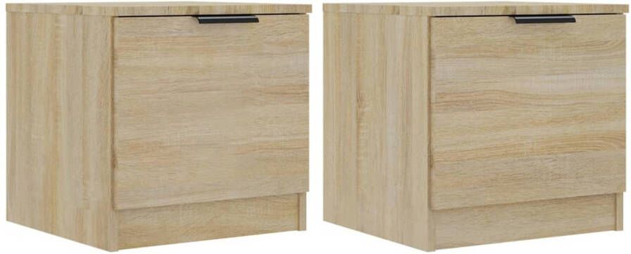 The Living Store Nachtkastjes Sonoma eiken 40x39x40 cm Bewerkt hout Praktisch ontwerp