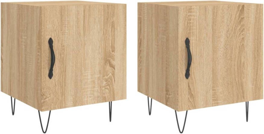 The Living Store Nachtkastjes Sonoma Eiken 40x40x50 cm Duurzaam bewerkt hout en ijzer - Foto 1