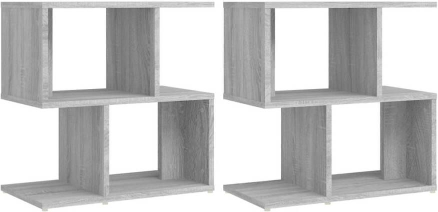 The Living Store Nachtkastjes Trendy Bijzetkasten 50 x 30 x 51.5 cm Kleur- Grijs sonoma eiken Materiaal- Bewerkt hout