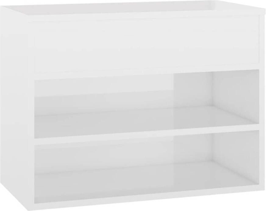 The Living Store Opbergbank White 60x30x45 cm Schoenenkast met 2 schappen en bak Montage vereist - Foto 1