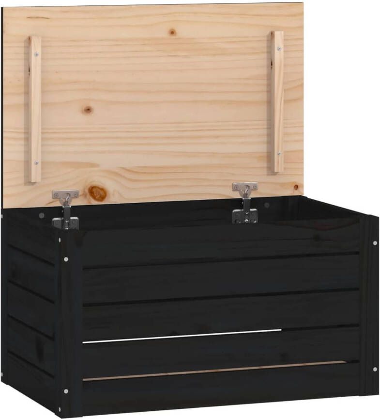 The Living Store Opbergbox zwart 59-5x36-5x33 cm massief grenenhout Kast - Foto 1