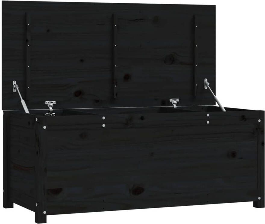 The Living Store Opbergdoos massief grenenhout 110 x 50 x 45.5 cm zwart - Foto 1