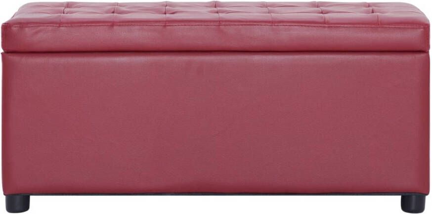The Living Store Opberghocker Wijnrood 87.5 x 36 x 40 cm Grenen- en populierenhout en kunstleren bekleding Opberghocker Opbergbox Stoffen Bankje Loungehoek Rood Meubilair