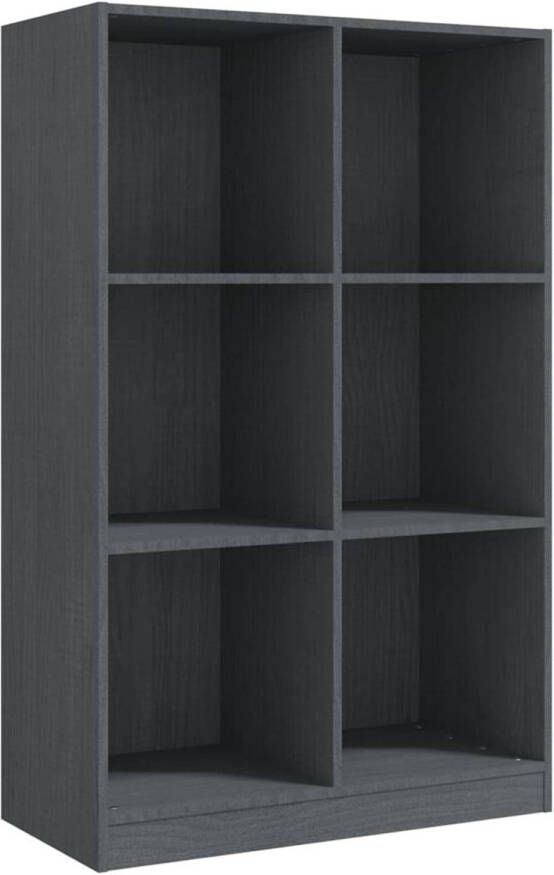 The Living Store Opbergkast Grenenhout Boekenkast 70x33x110cm Grijs