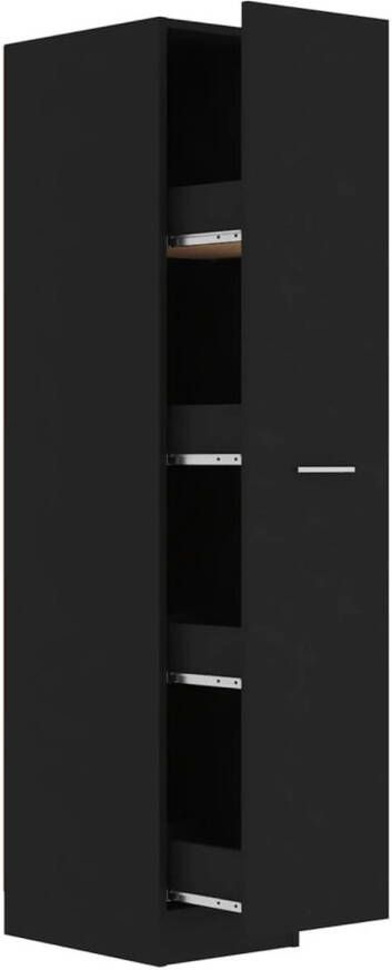 The Living Store Opbergkast Met veel opbergruimte Stabiel en stevig Zwart Spaanplaat 30x42.5x150cm Montage vereist