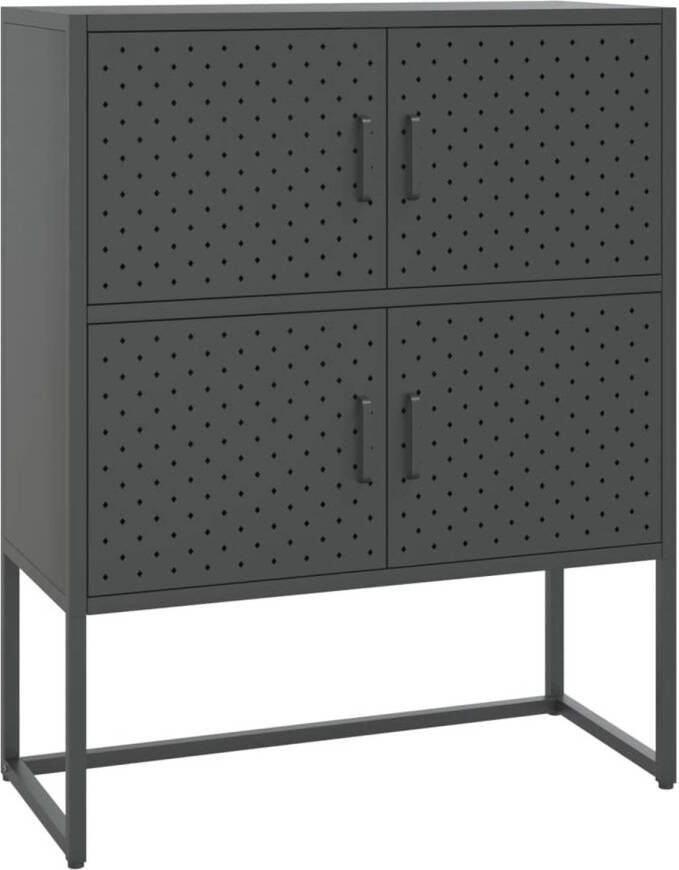The Living Store Opbergkast Staal 80 x 35 x 100 (L x B x H) Antraciet - Foto 1