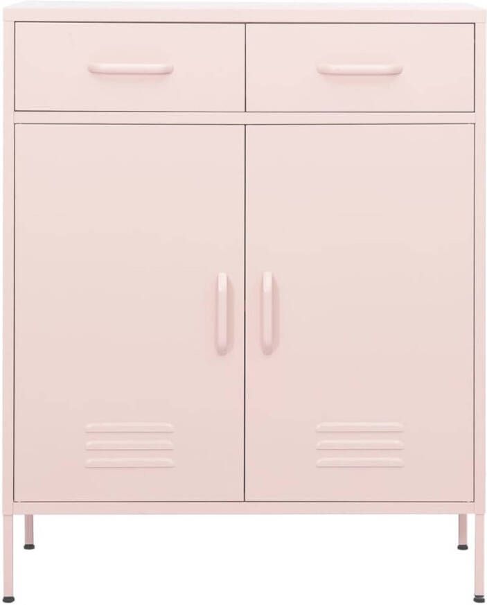 The Living Store Opbergkast Staal 80 x 35 x 101.5 cm Roze