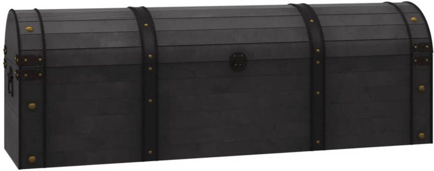 The Living Store Opbergkist Vintage Stijl Massief Hout 120 x 30 x 40 cm Zwart