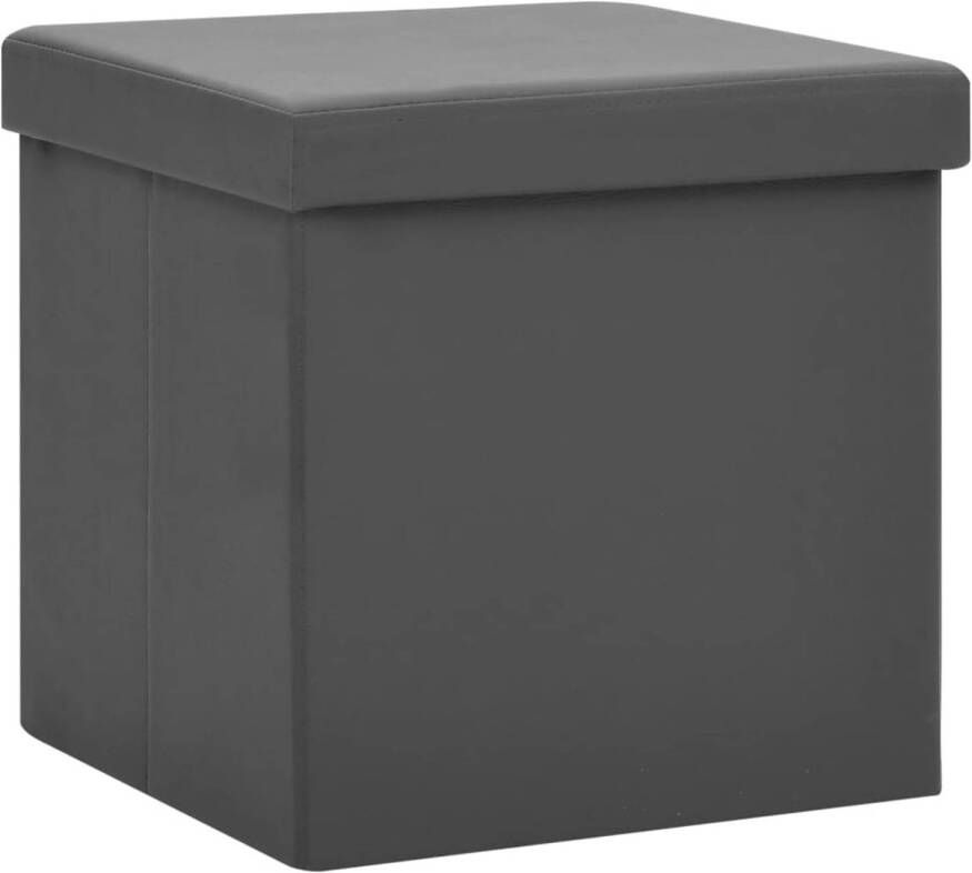 The Living Store opbergkruk inklapbaar grijs 38 x 38 x 38 cm duurzaam en comfortabel Opbergkruk Inklapbare Stoel Zachte Bank Multifunctionele Meubels Opbergtas