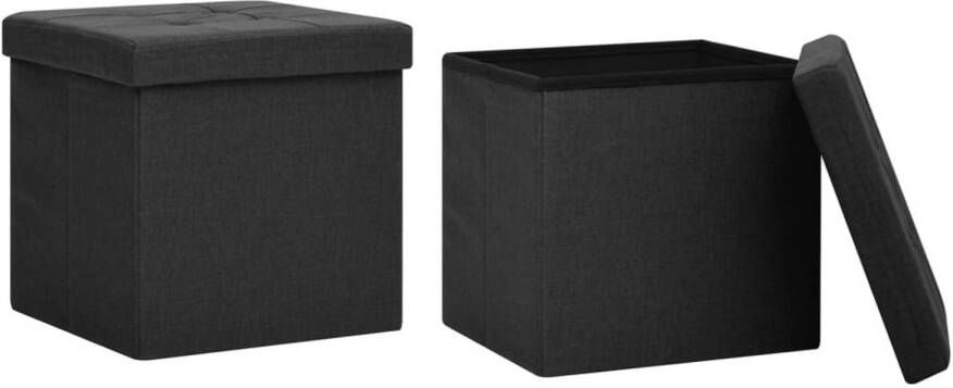The Living Store opbergkruk inklapbaar zwart 38 x 38 x 38 cm comfortabele zitting