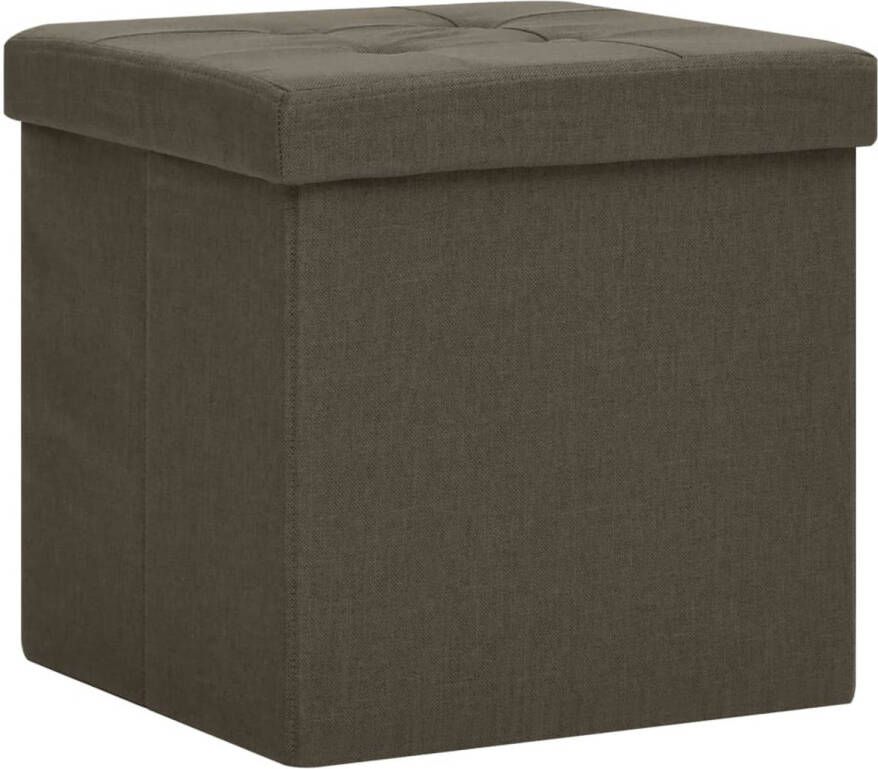 The Living Store Opbergkruk Zacht Inklapbaar 38x38x38 cm Donkerbruin Opslagmeubel Opbergbox Banklade Multifunctioneel Meubel Stoffen Kruk