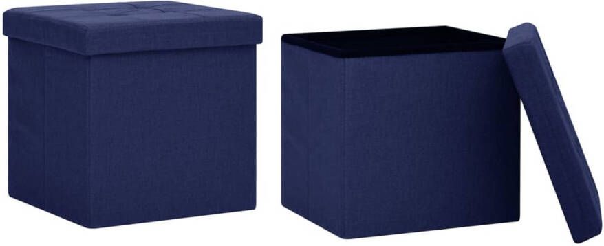 The Living Store Opbergkrukken blauw MDF 38x38x38 cm inklapbaar