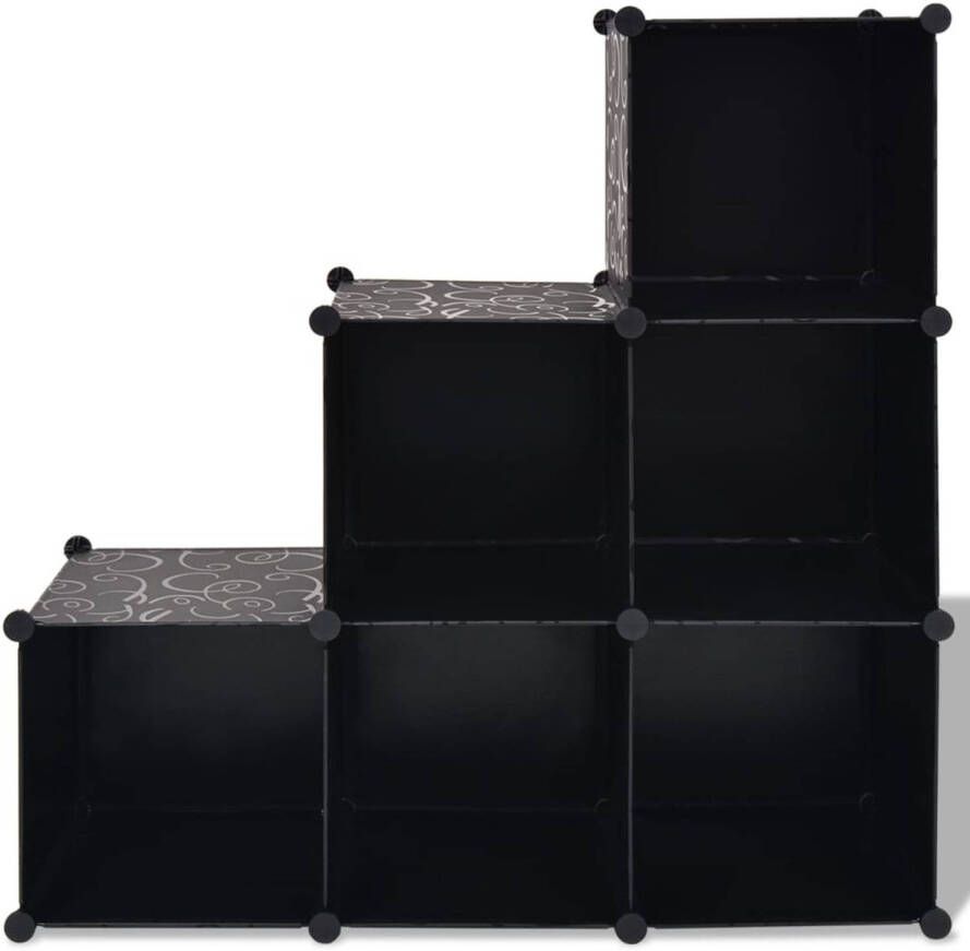 The Living Store Opbergmeubel 110x37x110cm Zwart PP en verchroomd staaldraad Schoenenkast Opbergmeubel Opbergen Organisatie Zwarte Meubelen