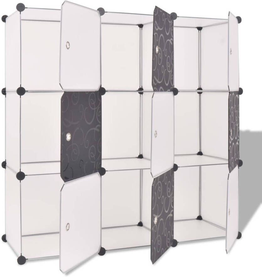 The Living Store Opbergmeubel Organizer 110 x 37 x 110 cm Zwart en Wit PP en Verchroomd staaldraad Opbergmeubel Organiser Kastje Opbergen Meubilair