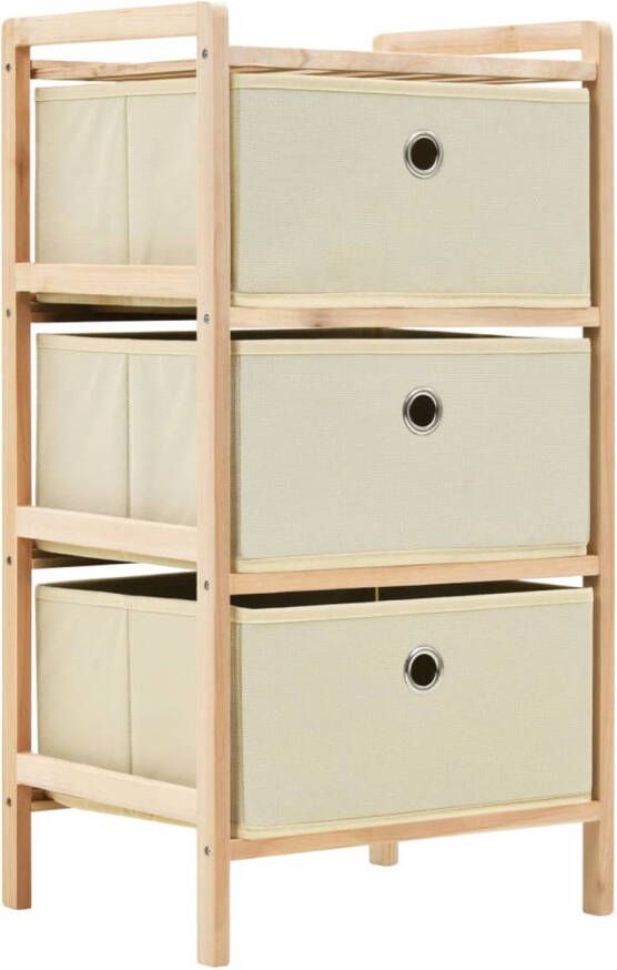 The Living Store Opslagmeubel Cederhout 3 Manden 32x26x60cm Beige Draagvermogen 2kg 2 rekken