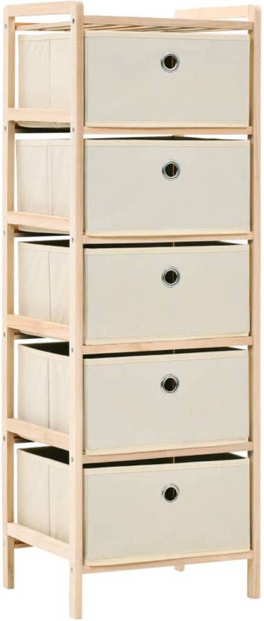 The Living Store Opslagmeubel Opbergrek met 5 Manden 32 x 26 x 93 cm Beige