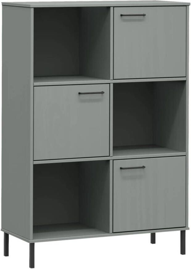 The Living Store Boekenkast met metalen poten OSLO 90x35x128-5 cm hout grijs Kast