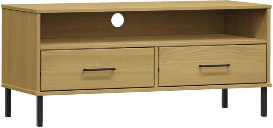 The Living Store OSLO TV-kast 106 x 40 x 46.5 cm Massief grenenhout 2 lades