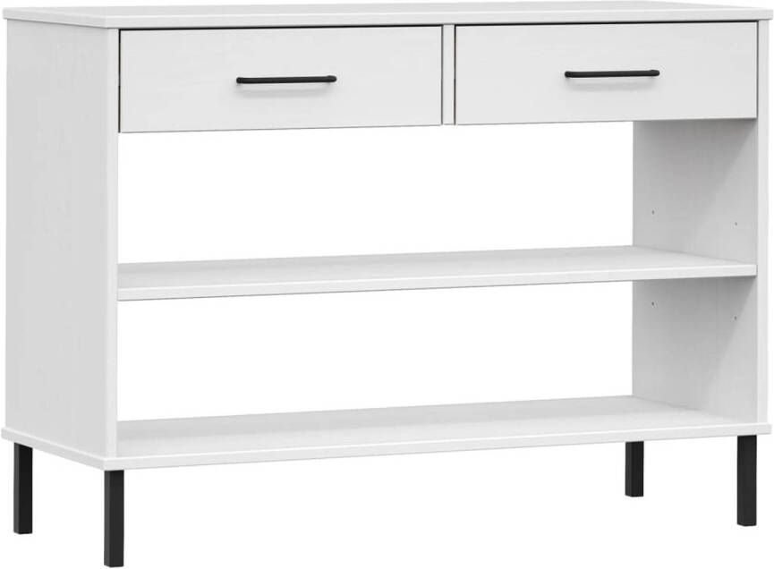 The Living Store OSLO Wandtafel Massief grenenhout 98 x 35 x 70 cm 2 lades