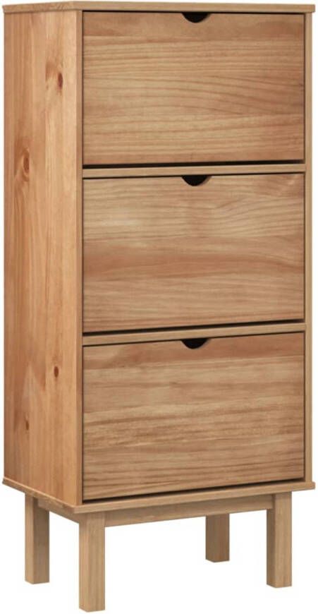 VidaXL The Living Store OTTA Schoenenkast 55 x 35 x 120 cm Massief grenenhout 3 kieplades