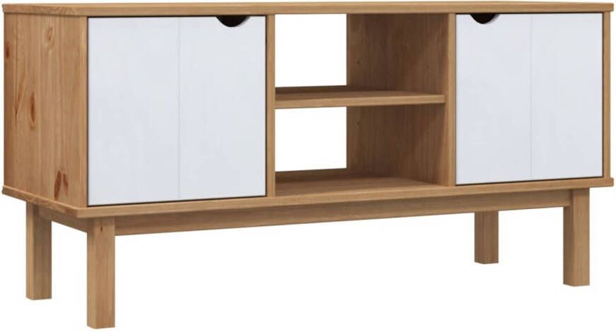 The Living Store OTTA TV-kast 113.5 x 43 x 57 cm Scandinavisch design Massief grenenhout Stabiel frame Voldoende opbergruimte Display functie - Foto 1