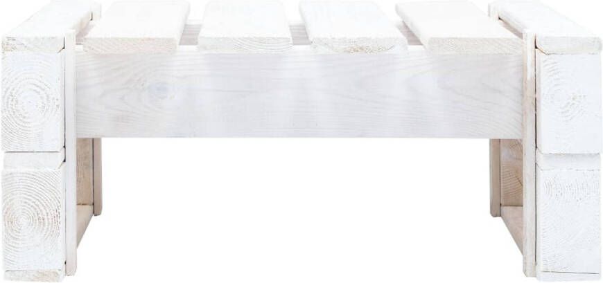 The Living Store Pallet Tuinpoef Wit 60x60x25 cm GeÃ¯mpregneerd grenenhout Tuinstoel Pallet Meubilair Buitendecoratie Lounge Stoel Relaxstoeltje