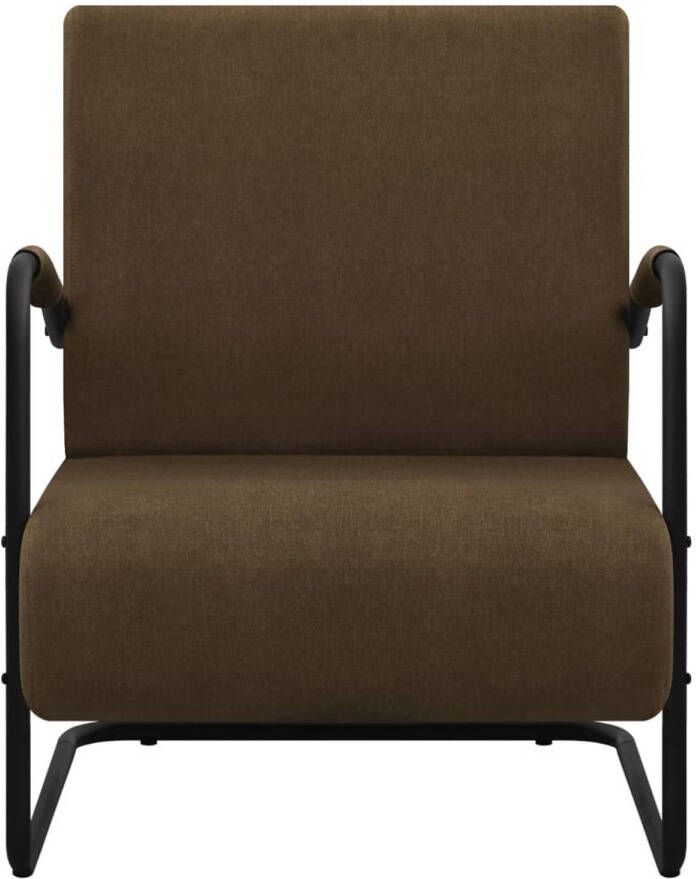 The Living Store Relaxfauteuil Fauteuils 64.5 x 77 x 84 cm Donkerbruin Zwart Polyester en Gepoedercoat Metaal 110 kg Montage vereist