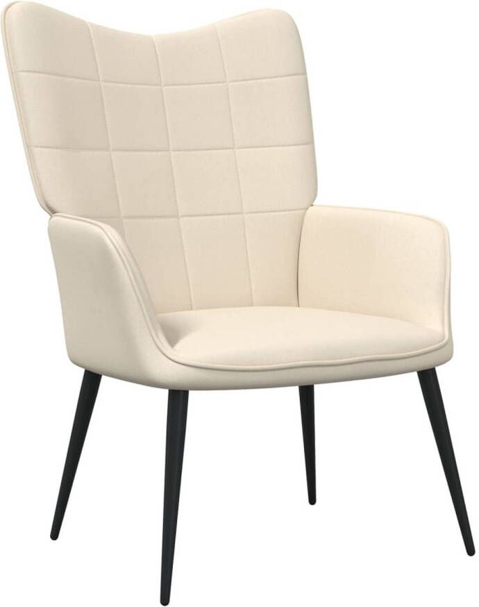The Living Store Relaxfauteuil naam Stoel 61 x 70 x 96.5 cm Kleur- crème