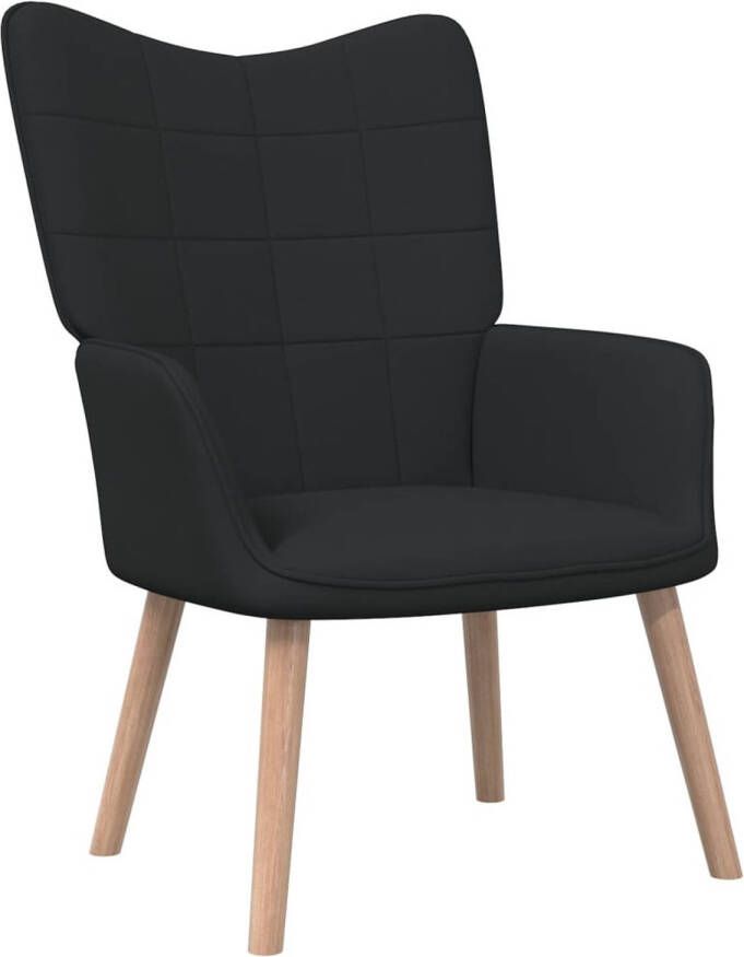 The Living Store Relaxstoel met voetenbank stof zwart Fauteuil